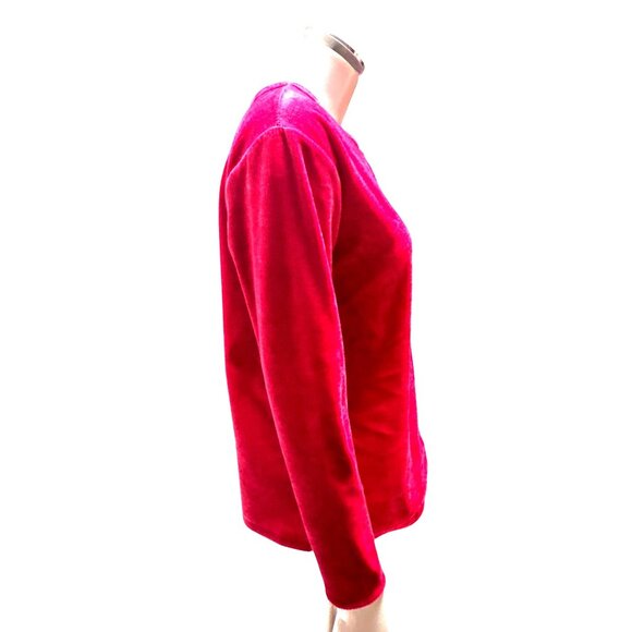 Cherokee Large Red Velour Button Front Long Sleeve Cardigan Top City Chic Casual - Picture 3 of 8